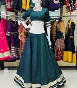 Traditional Roman Silk Teal Gota Lace Lehenga Choli