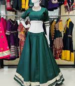 Traditional Roman Silk Green Gota Lace Lehenga Choli
