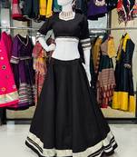 Traditional Roman Silk Black Gota Lace Lehenga Choli