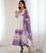 Soft Organza Silk Fabric Fully Flair Kali Pattern Kurti With Pant And Dupatta