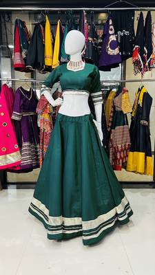 Traditional Roman silk blend Green Gota Lace Lehenga Choli 2
