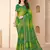 Green bandhani work chiffon saree with border detailing and unstitched blouse