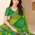 Green bandhani work chiffon saree with border detailing and unstitched blouse