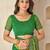 Green bandhani work chiffon saree with border detailing and unstitched blouse