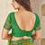 Green bandhani work chiffon saree with border detailing and unstitched blouse