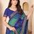 Blue bandhani work chiffon saree with border detailing and unstitched blouse