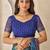 Blue bandhani work chiffon saree with border detailing and unstitched blouse