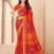 Orange bandhani work chiffon saree with border detailing and unstitched blouse