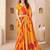 Yellow bandhani work chiffon saree with border detailing and unstitched blouse