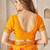Yellow bandhani work chiffon saree with border detailing and unstitched blouse