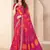 Magenta bandhani work chiffon saree with border detailing and unstitched blouse