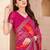 Magenta bandhani work chiffon saree with border detailing and unstitched blouse