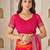 Magenta bandhani work chiffon saree with border detailing and unstitched blouse