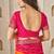 Magenta bandhani work chiffon saree with border detailing and unstitched blouse
