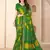 Green bandhani work chiffon saree with border detailing and unstitched blouse