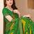 Green bandhani work chiffon saree with border detailing and unstitched blouse