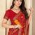 Red bandhani work chiffon saree with border detailing and unstitched blouse
