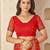 Red bandhani work chiffon saree with border detailing and unstitched blouse