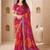 Magenta bandhani work chiffon saree with border detailing and unstitched blouse