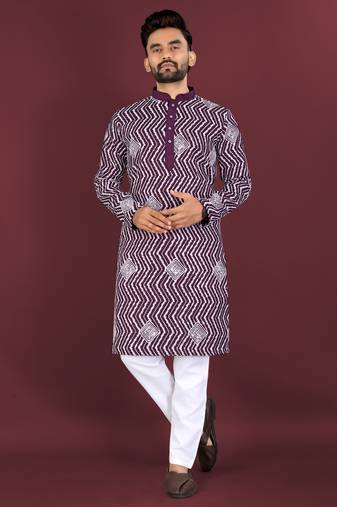 Unique cross pattern white thread embroidery with silver sequence work kurta pajama set