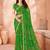 Green bandhani printed chiffon saree with unstitched blouse