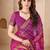 Purple & magenta bandhani work chiffon saree with border detailing and unstitched blouse