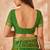 Green bandhani printed chiffon saree with unstitched blouse