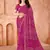 Magenta bandhani printed chiffon saree with unstitched blouse