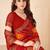 Red & orange bandhani work chiffon saree with border detailing and unstitched blouse