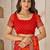 Red & orange bandhani work chiffon saree with border detailing and unstitched blouse