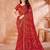 Red bandhani printed chiffon saree with unstitched blouse