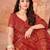 Red bandhani printed chiffon saree with unstitched blouse