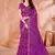 Purple bandhani printed chiffon saree with unstitched blouse