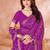 Purple bandhani printed chiffon saree with unstitched blouse
