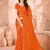 Orange bandhani printed chiffon saree with unstitched blouse