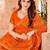Orange bandhani printed chiffon saree with unstitched blouse