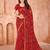 Red bandhani printed chiffon saree with unstitched blouse