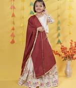 Designer Heavy Pure Cottton Embroidery Work Off White Readymade Lehenga Choli