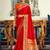 Dark red soft silk party wear designer saree
