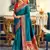 Aqua blue soft silk party wear designer saree