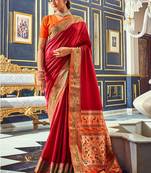 Maroon soft silk party wear designer saree
