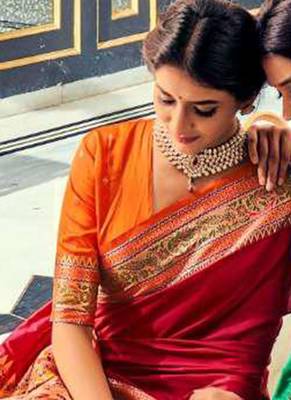 Maroon soft silk party wear designer saree 2