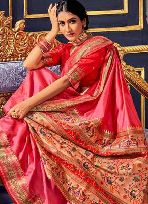 Dark pink soft silk party wear designer saree 2