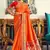 Orange soft silk party wear designer saree