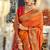 Orange soft silk party wear designer saree
