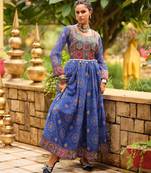 Women  Bandhani Printed Faux Georgette Flared Gown