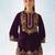 Purple embroidered velvet semi stitched patiyala suit