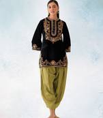 Black embroidered velvet patiyala suit