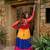Women Gorgeous Bandhani Printed Faux Georgette Fabric Flared Gown