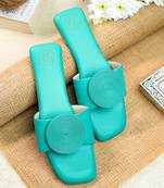 Turquiose solid leather flats